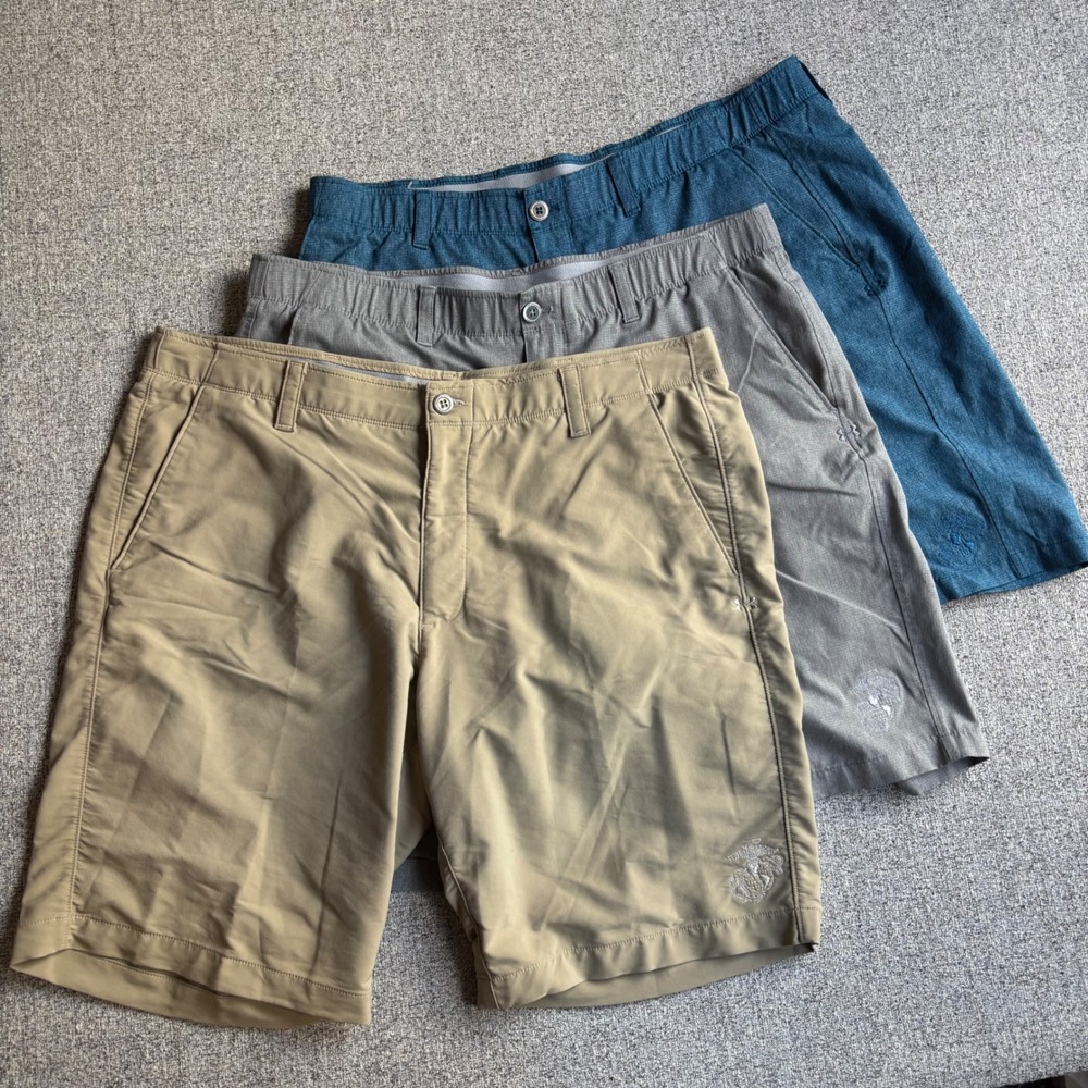 Under Armour Shorts Men 40 Lot of 3 HeatGear Golf USMC Performance Loose Bundle